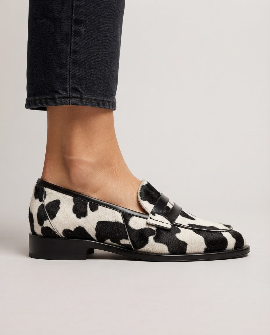 Mocasines Penny en Estampado de Vaca