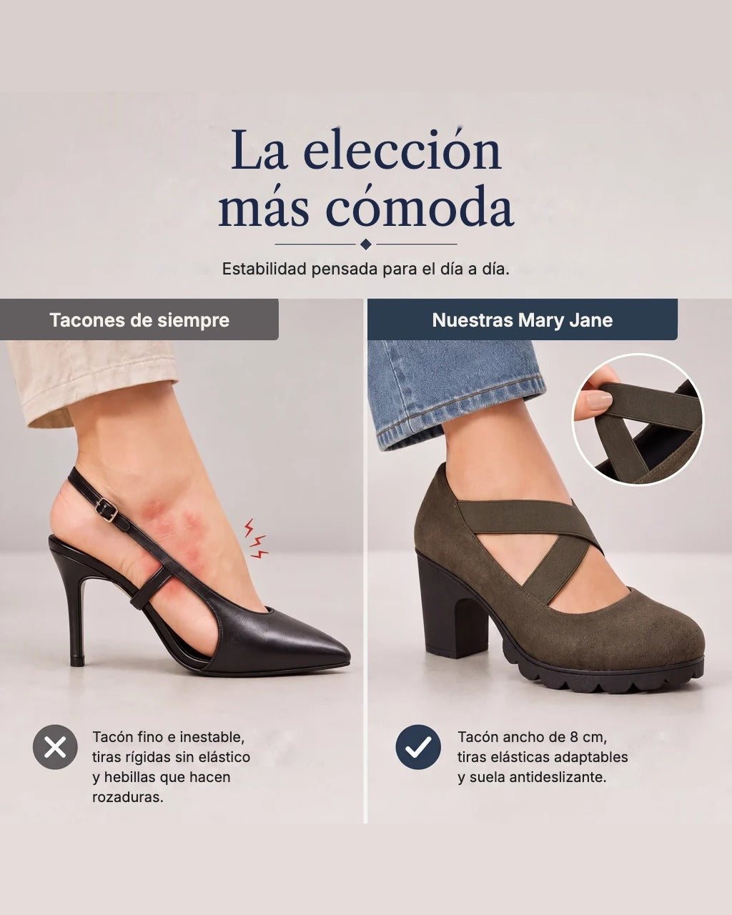 Olimpia: comparativa con tacones de siempre