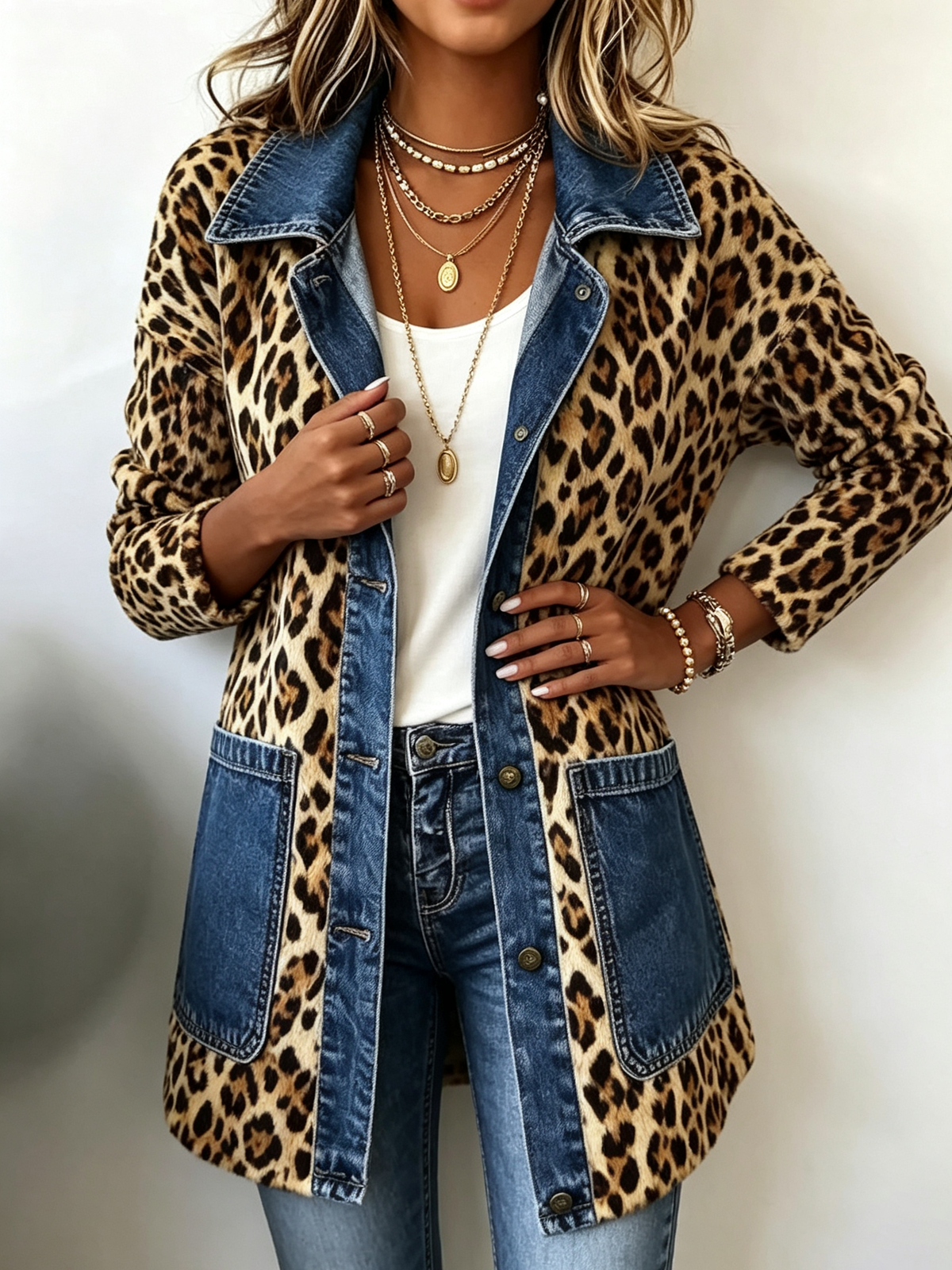 Charo | Chaqueta Larga de Leopardo con Vaquero