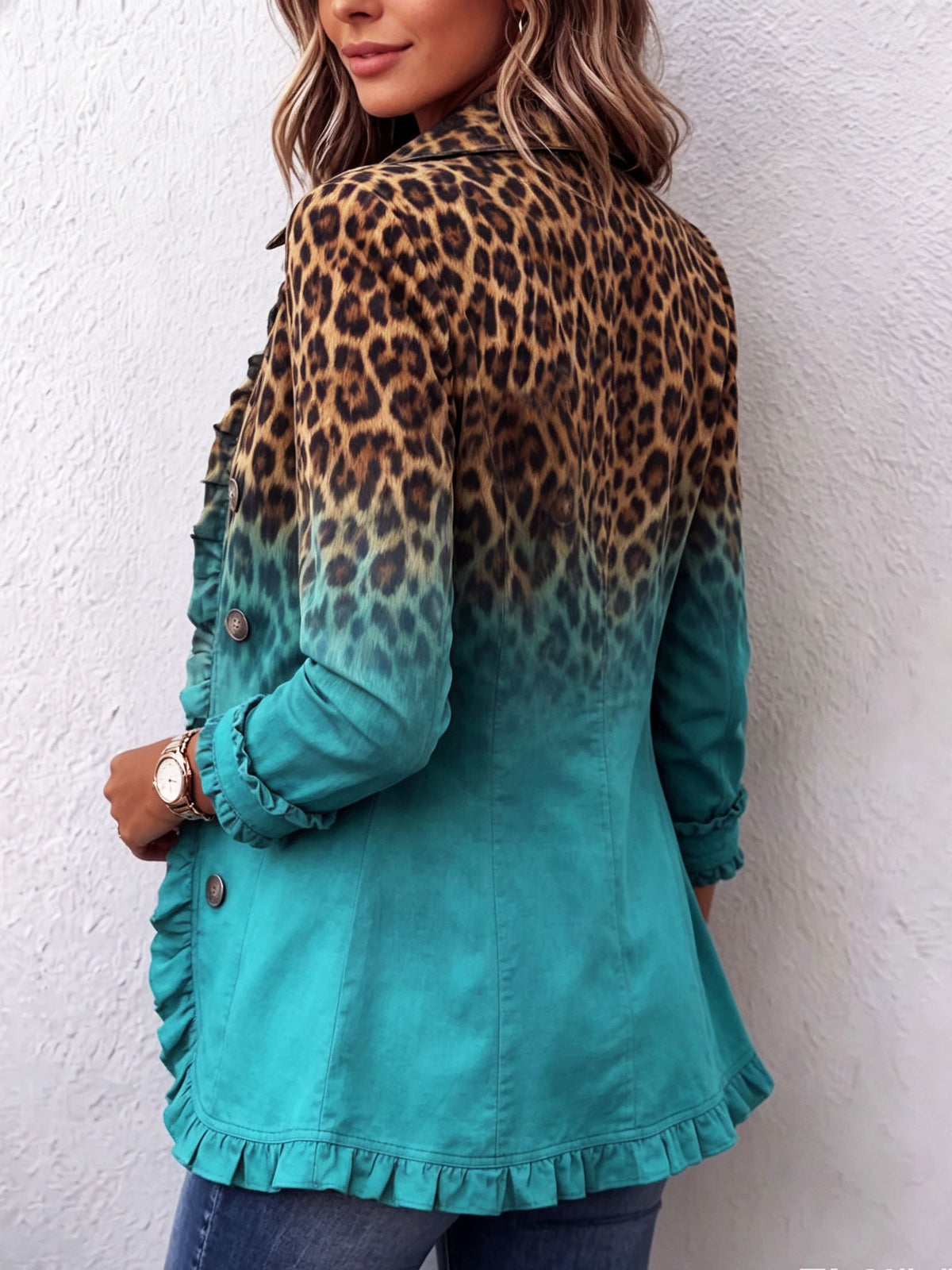 Rosa María | Chaqueta Blazer Leopardo Degradado con Volantes