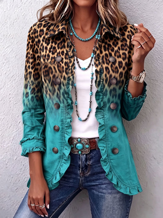 Rosa María | Chaqueta Blazer Leopardo Degradado con Volantes