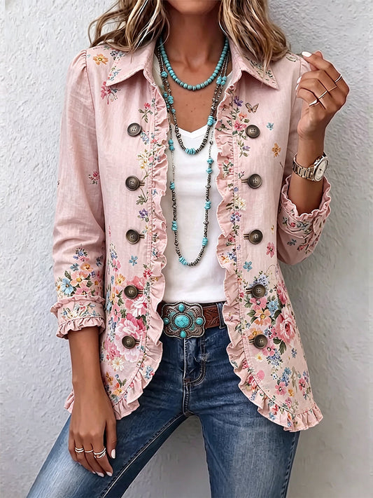 Loli | Chaqueta Floral con Volantes y Botones
