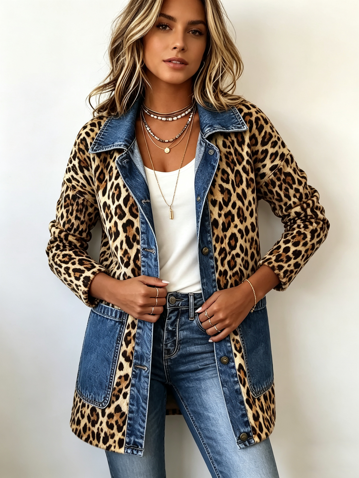 Charo | Chaqueta Larga de Leopardo con Vaquero