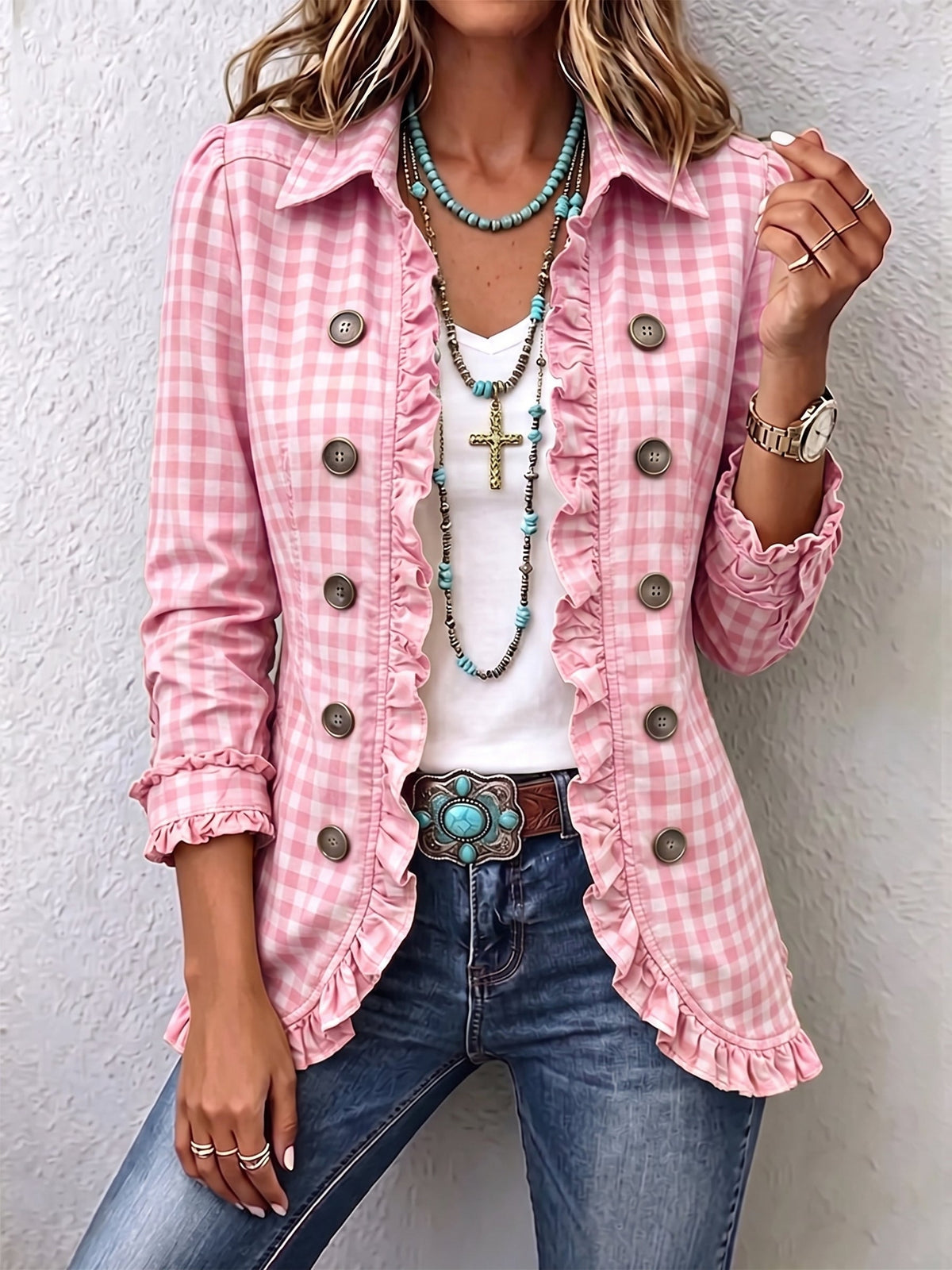Rebeca | Chaqueta de Cuadros Vichy con Volantes