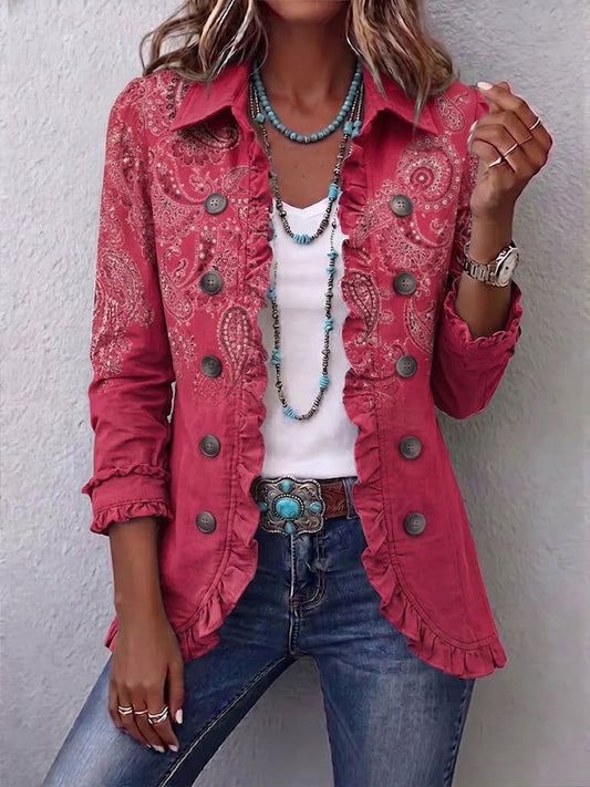 Miriam | Chaqueta Cachemira Rosa con Volantes